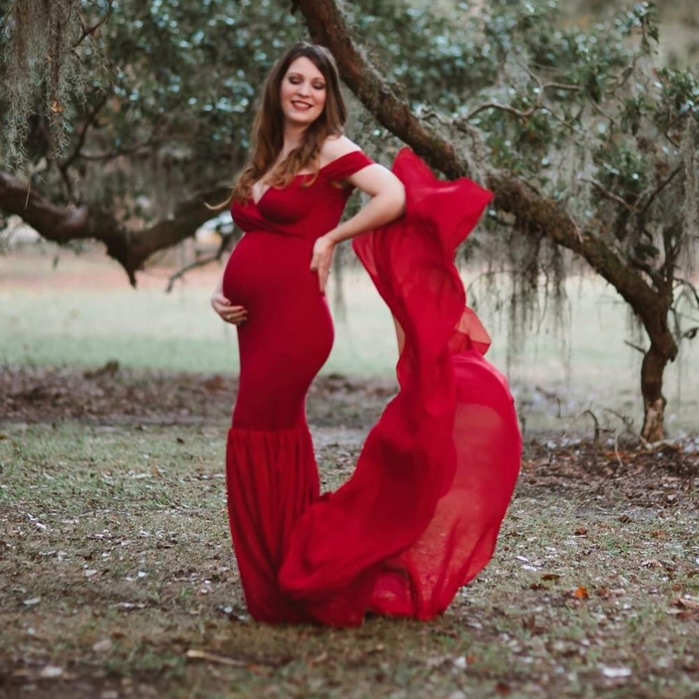 Burgundy/Red Maternity Mermaid Photoshoot Dress